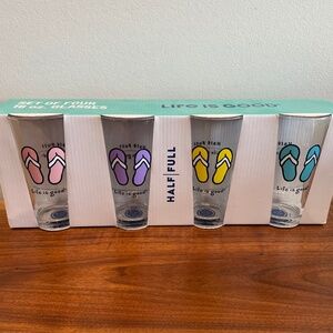 Life Is Good Glass set 16 oz (4) New in box